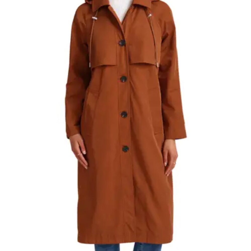 Avec Les Filles | Longline Raincoat/Long Trench Coat | Rust | M